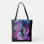 Fantasy Space Nebula Unicorn Roze blauw Tote Bag (Achterkant)