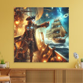 Fantasy Space Pirate Steampunk  Victoriaans Canvas Afdruk (Insitu (Woonkamer))