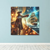 Fantasy Space Pirate Steampunk  Victoriaans Canvas Afdruk (Insitu (Houten vloer))