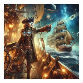 Fantasy Space Pirate Steampunk  Victoriaans Foto Afdruk