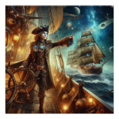 Fantasy Space Pirate Steampunk  Victoriaans Perfect Poster (Voorkant)