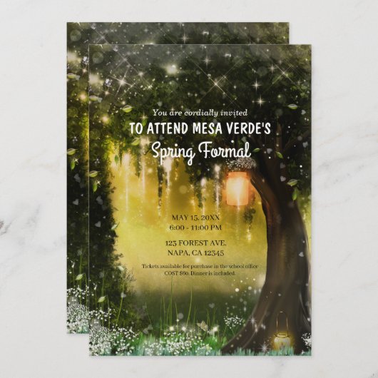 Fantasy Sparkle Enchanted Green Forest Prom Kaart (Voorkant / Achterkant)
