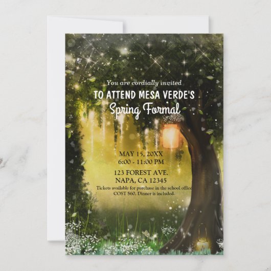 Fantasy Sparkle Enchanted Green Forest Prom Kaart (Voorkant)