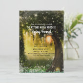 Fantasy Sparkle Enchanted Green Forest Prom Kaart (Staand voorkant)