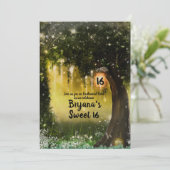 Fantasy Sparkle Enchanted Green Forest Sweet 16 Kaart (Staand voorkant)