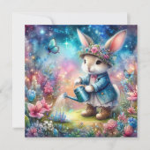 Fantasy Sparkle Waterverf Tuin Bunny Paasfeest Feestdagenkaart (Voorkant)