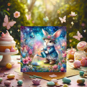 Fantasy Sparkle Waterverf Tuin Bunny Paasfeest Feestdagenkaart