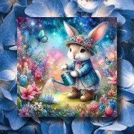 Fantasy Sparkle Waterverf Tuin Bunny Paasfeest Feestdagenkaart
