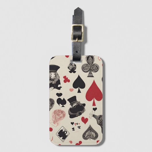 Fantasy speelkaarten in zwart en rood bagagelabel (Voorkant (verticaal))