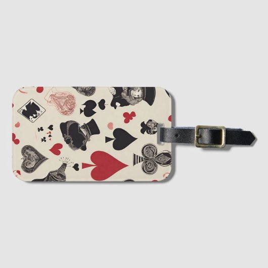 Fantasy speelkaarten in zwart en rood bagagelabel (Voorkant (horizontaal))