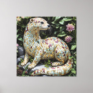 Fantasy Speelse Otter Beeldje Canvas Afdruk