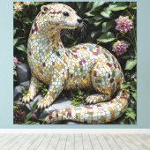 Fantasy Speelse Otter Beeldje Canvas Afdruk (Insitu (Houten vloer))