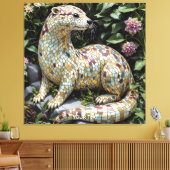 Fantasy Speelse Otter Beeldje Canvas Afdruk (Insitu (Woonkamer))
