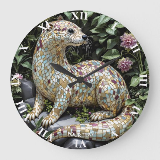Fantasy Speelse Otter Beeldje Grote Klok (Voorkant)