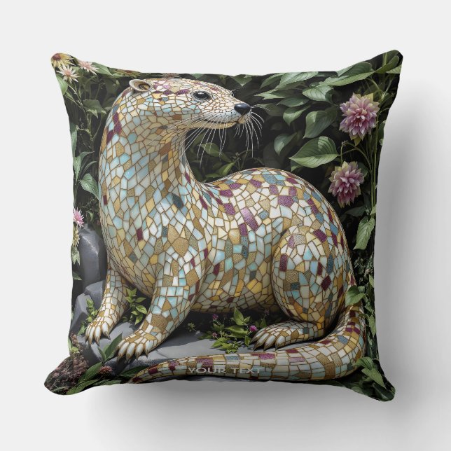 Fantasy Speelse Otter Beeldje Kussen (Voorkant)
