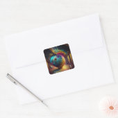 Fantasy Sphere in Checkerboard Hall Vierkante Sticker (Envelop)