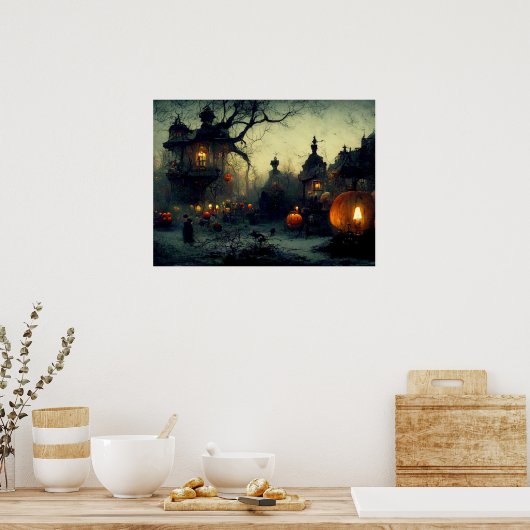  Fantasy Spooky Halloween Night Poster (Keuken)