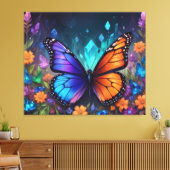 Fantasy Spring Garden Crystals Monarch Butterfly Canvas Afdruk (Insitu (Woonkamer))