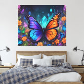 Fantasy Spring Garden Crystals Monarch Butterfly Canvas Afdruk (Insitu (Slaapkamer))