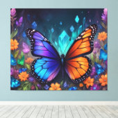 Fantasy Spring Garden Crystals Monarch Butterfly Canvas Afdruk (Insitu (Houten vloer))