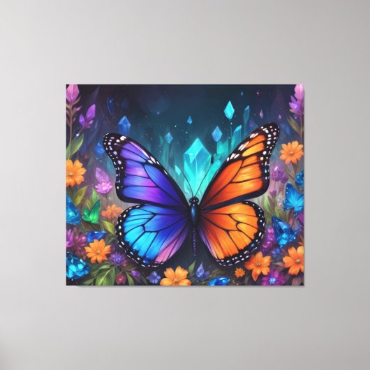 Fantasy Spring Garden Crystals Monarch Butterfly Canvas Afdruk (Voorkant)