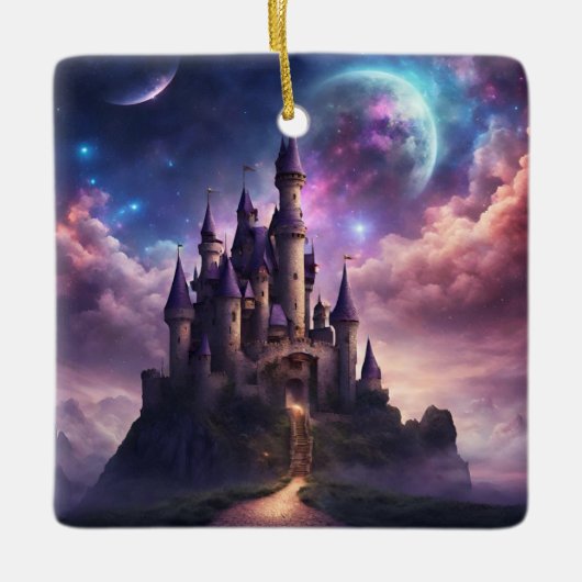Fantasy Sprookje Kasteel Keramisch Ornament (Voorkant)