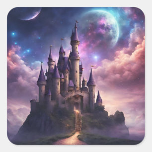 Fantasy Sprookje Kasteel Vierkante Sticker