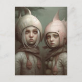 Fantasy sprookje kinderen met vis Petten Briefkaart (Voorkant)