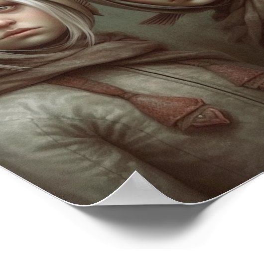 Fantasy sprookje kinderen met vis Petten Poster (Hoek)