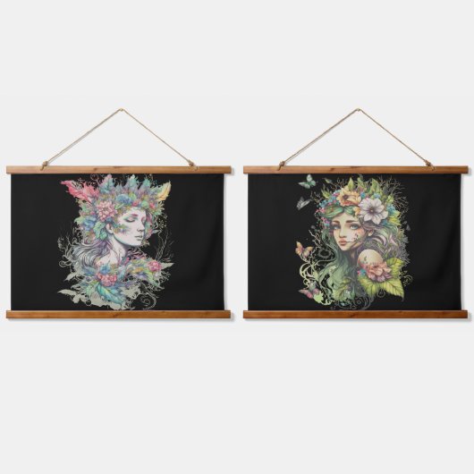 Fantasy Sprookje Vrouwen Hangend Wandkleed (Dubbel)