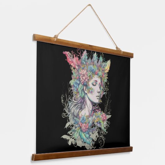 Fantasy Sprookje Vrouwen Hangend Wandkleed (Gebogen)