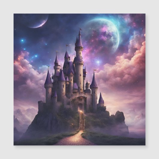 Fantasy Sprookjeskasteel Magnetische Uitnodiging (Voorkant)
