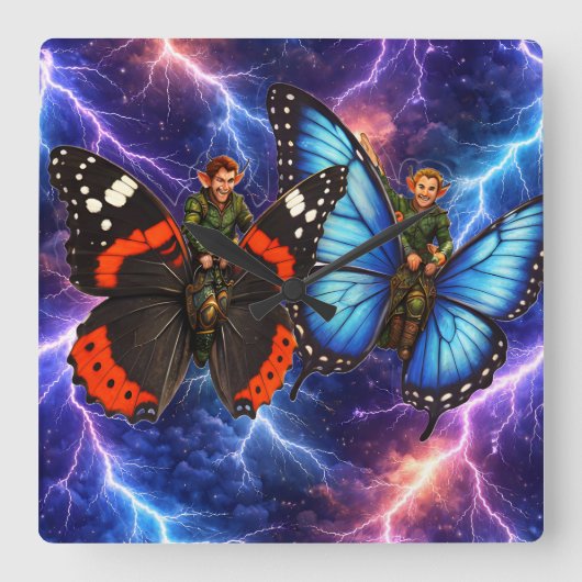 Fantasy Square wall clock Vierkante Klok (Voorkant)