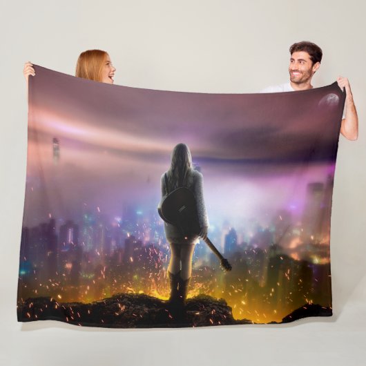 FANTASY STADSLICHTEN FLEECE DEKEN (In situ)