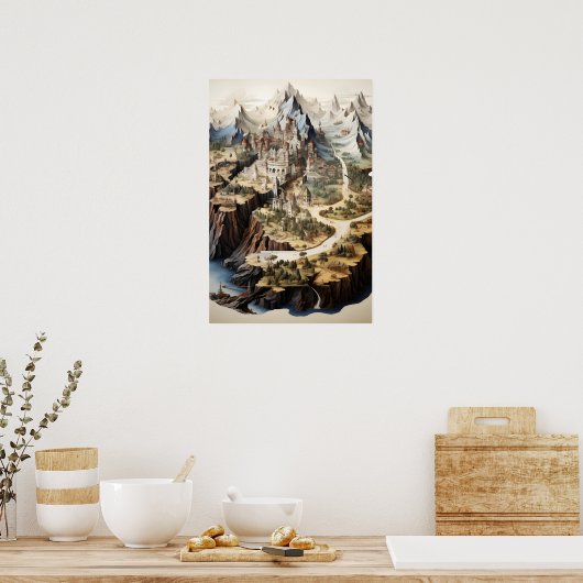 Fantasy Stadsplattegrond Poster (Keuken)