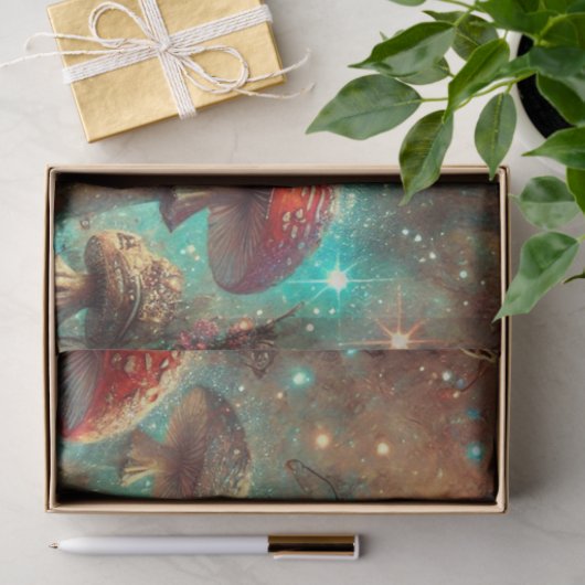 Fantasy Steampunk Alice On Mushroom Decoupage Tissuepapier (Geschenk)