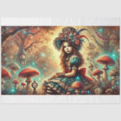 Fantasy Steampunk Alice Op Paddenstoel Decoupage Tissuepapier (Voorkant)