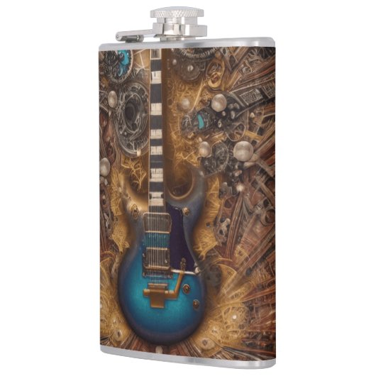 Fantasy Steampunk  Blue Guitar Waterverf Heupfles (Links)