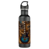 Fantasy Steampunk Blue Guitar Waterverf Waterfles (Voorkant)