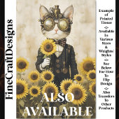 Fantasy Steampunk Kat, Zonnebloemen AL1H Découpage Tissuepapier