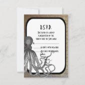Fantasy steampunk moderne bruiloft R.S.V.P RSVP Kaartje (Voorkant)