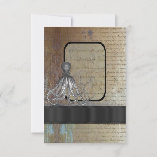 Fantasy steampunk moderne bruiloft R.S.V.P RSVP Kaartje (Achterkant)