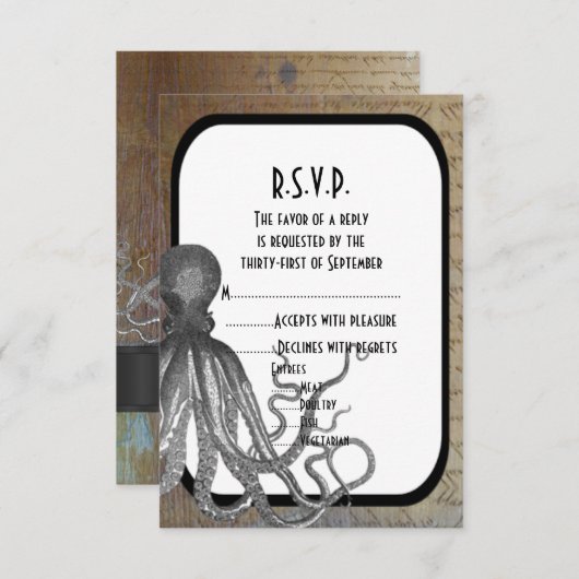 Fantasy steampunk moderne bruiloft R.S.V.P RSVP Kaartje (Voorkant / Achterkant)