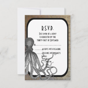 Fantasy steampunk moderne bruiloft R.S.V.P RSVP Kaartje