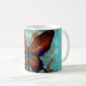Fantasy Steampunk Oranje Butterfly Aqua Waterverf Koffiemok (Voorkant rechts)