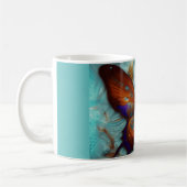 Fantasy Steampunk Oranje Butterfly Aqua Waterverf Koffiemok (Links)