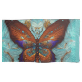 Fantasy Steampunk Oranje Butterfly Aqua Waterverf Kussensloop