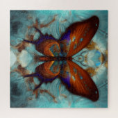 Fantasy Steampunk Oranje Butterfly Aqua Waterverf Legpuzzel (Horizontaal)