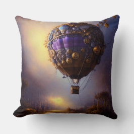 Fantasy Steampunk Paarse luchtballon Kussen