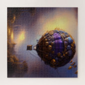 Fantasy Steampunk Paarse  luchtballon Legpuzzel (Horizontaal)